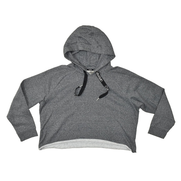 Calvin Klein Women's Gray Cropped Hoodie Pullover Sweatshirt Size 2X - Picture 1 of 8